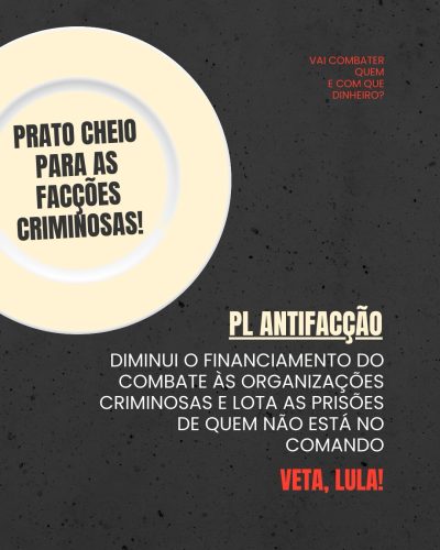 ⚠️ URGENTE: o PL Antifacção pode ser sancionado a qualquer momento  E o problema é sério.  Comenta aqui e marca: @lulaoficial @govbr @casacivilbr Precisamos fazer chegar: VETA, LULA!  O projeto não enfrenta o crime organizado de verdade. Ele amplia o encarceramento, piora o sistema prisional e pode atingir quem não está no comando, moradores, famílias, movimentos sociais.  Agora é a hora de pressionar.  Se esse projeto for sancionado como está, o impacto será profundo e nas pessoas de sempre.  Vamos juntos fazer nossa voz chegar antes da decisão final.